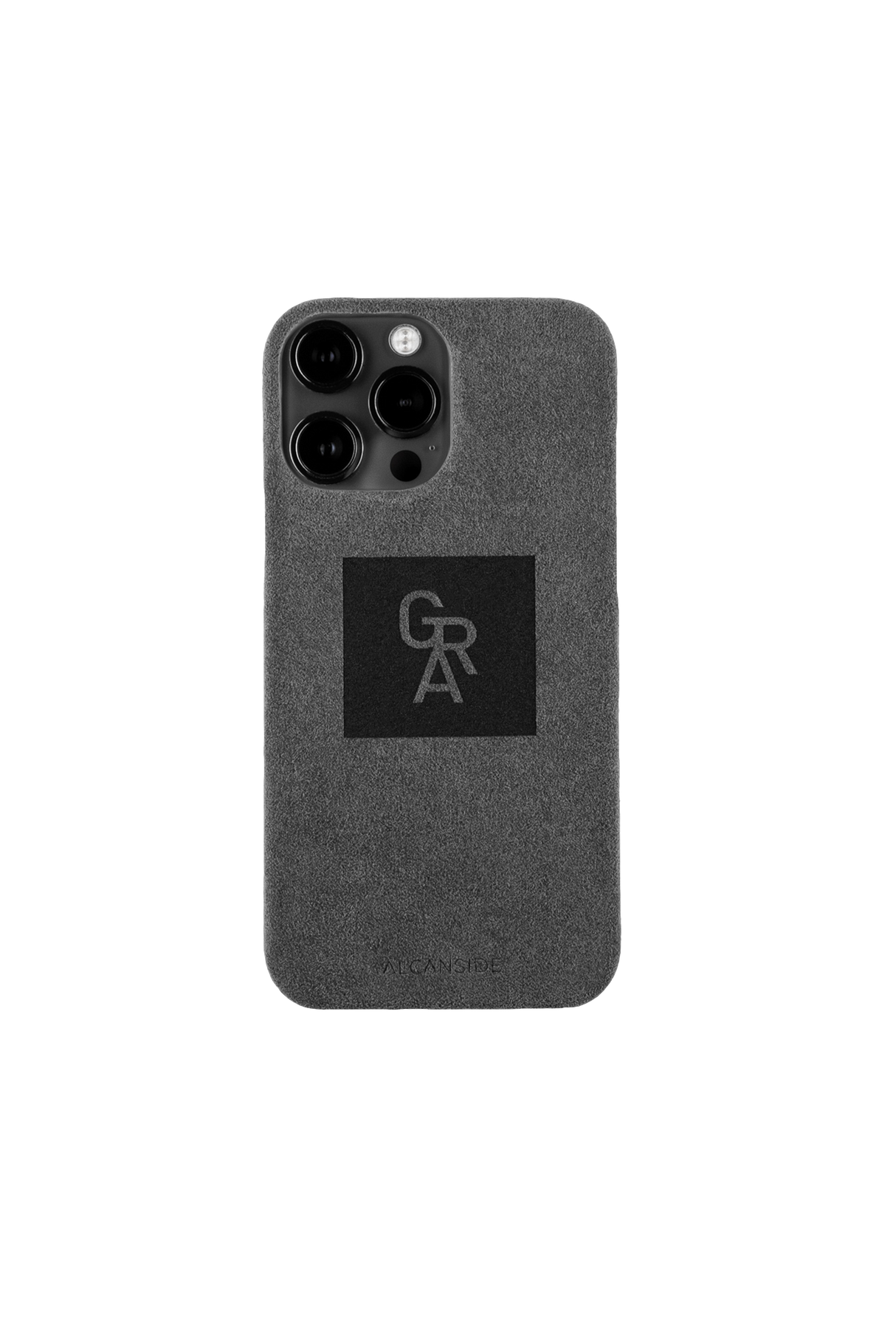 telefoon hoesje alcantara iphone 13 pro max grijs